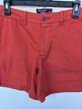 Abercrombie & Fitch Men’s Coral Red Flat Front Cotton Shorts
